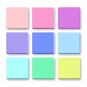 Nine 75 x 75mm Colourful Sticky Notes in a grid on a white background.