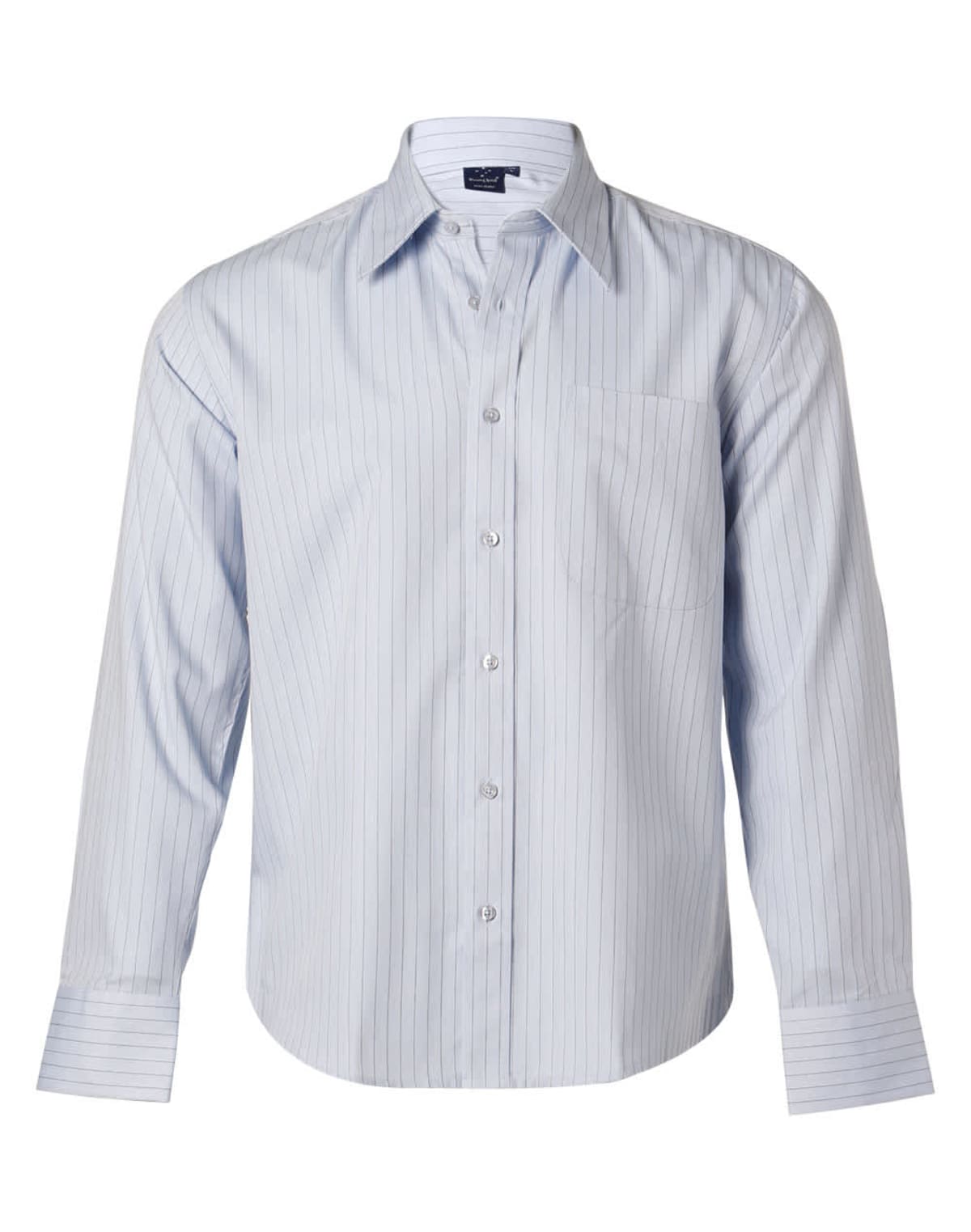 Mens long sleeve pin stripe branded business shirt