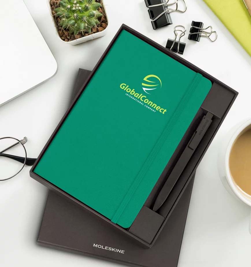 Promotional Green Moleskin Notebook Gift Set