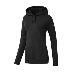 Adidas Lightweight Female Hoodie in black with a hood on a white background.