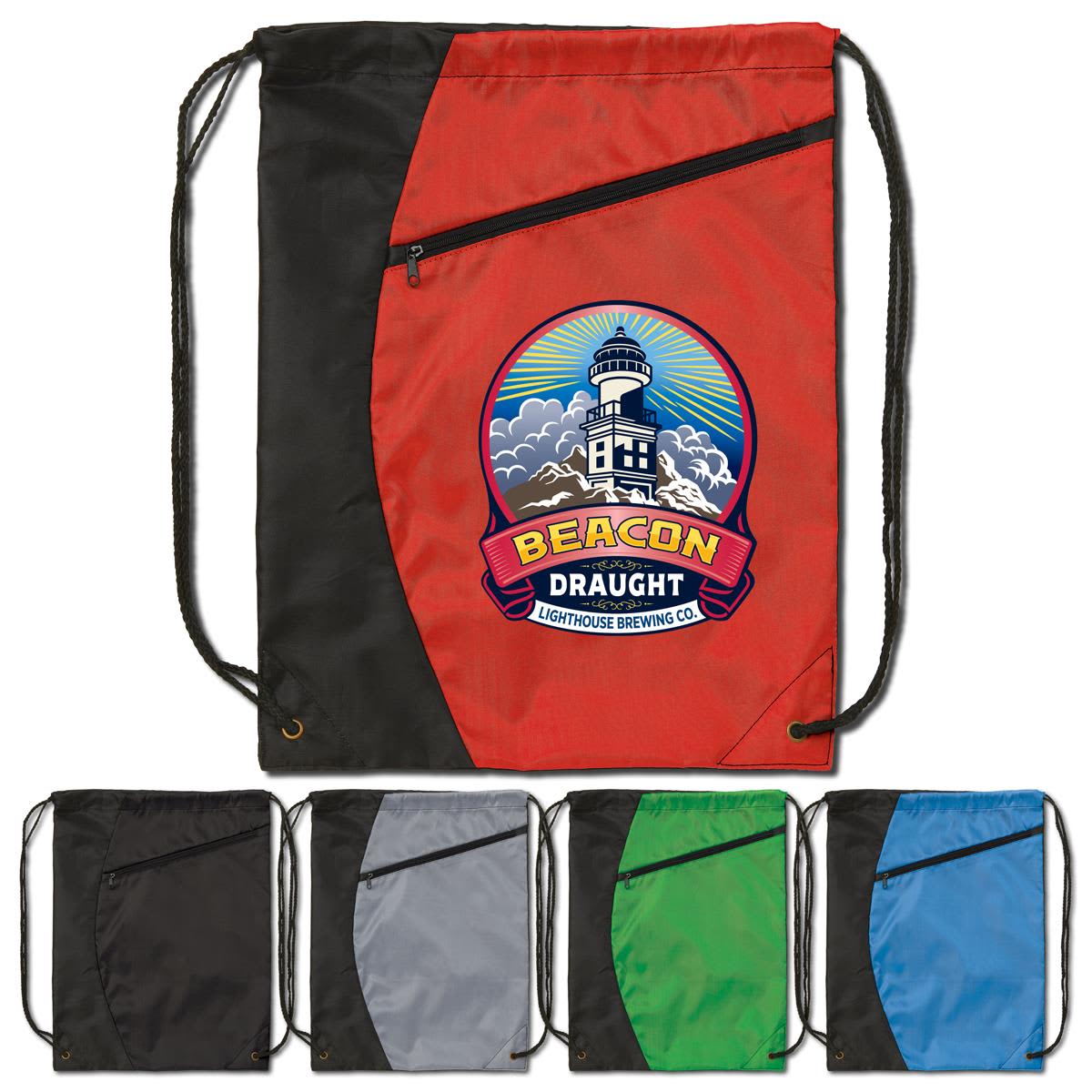 Emblem Drawstring Bag in two-tone design