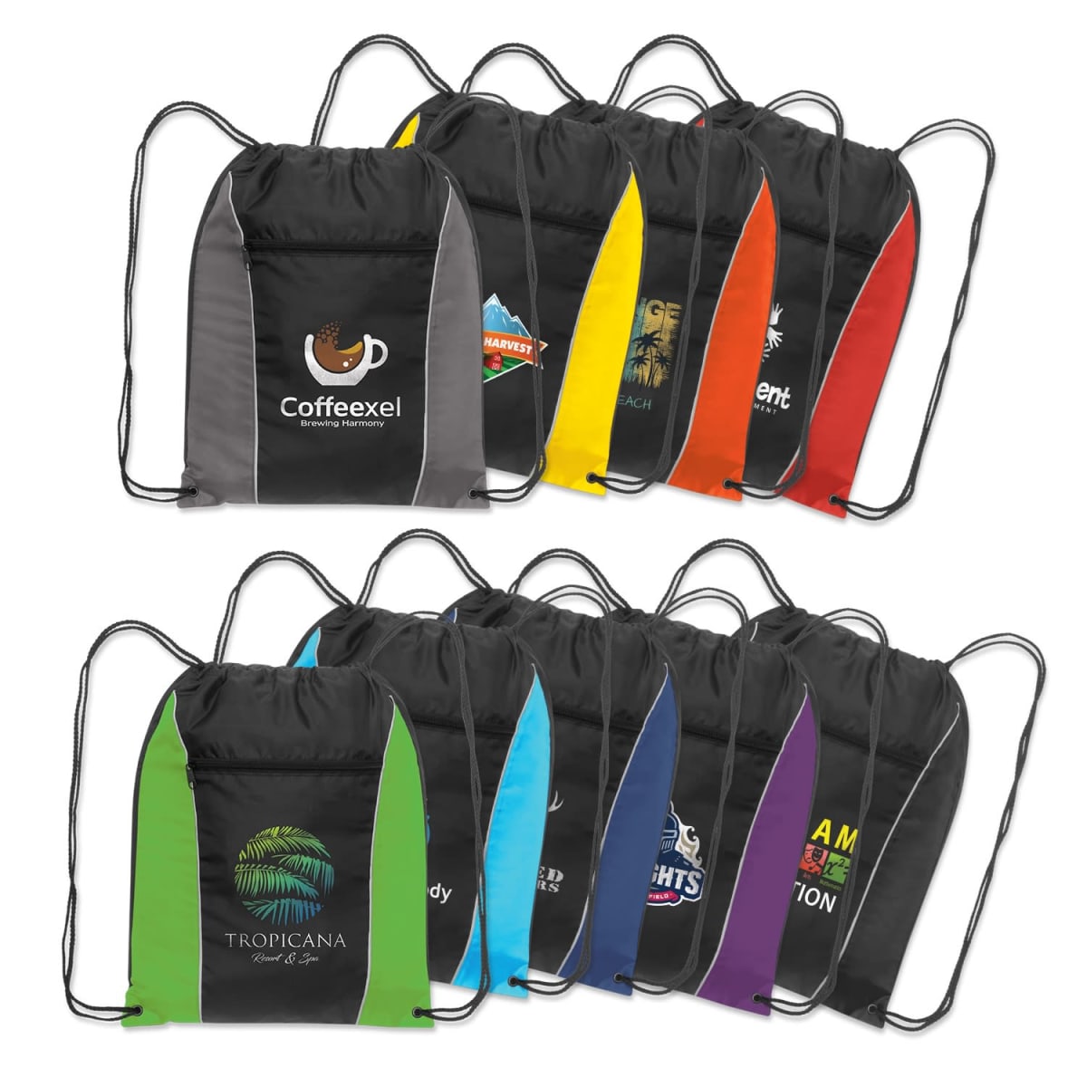 Zepit Drawstring Backpacks in assorted colours