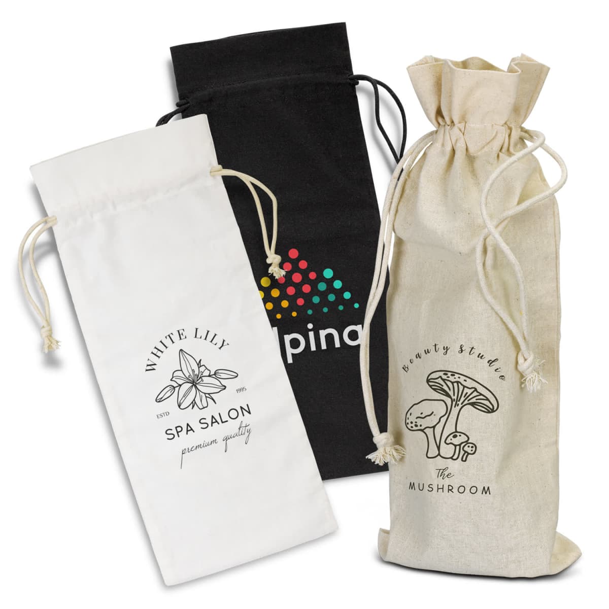 Cotton Wine Bottle Gift Bags with printed logo