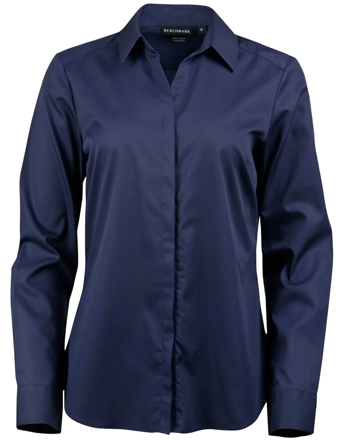 Women's Dobby Striped Taped Shirt in navy for Melbourne corporate teams