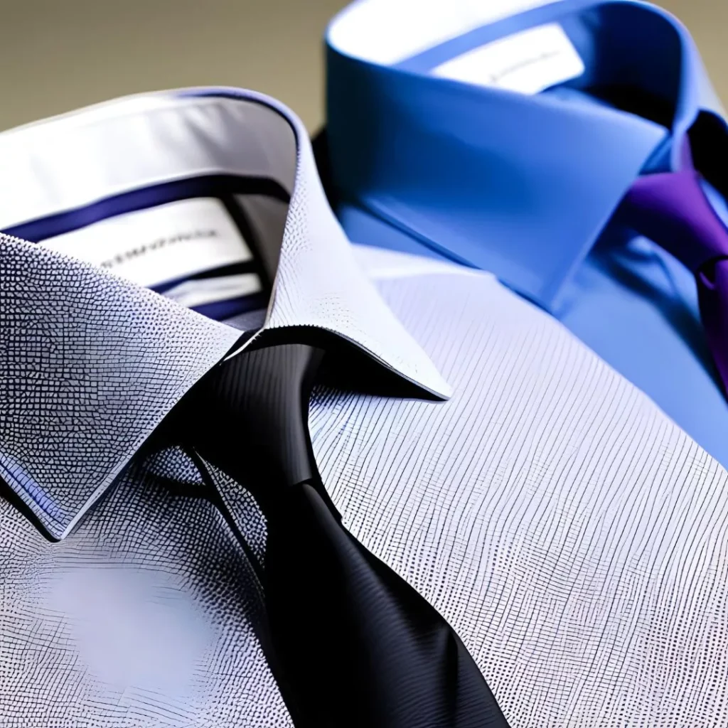 collar of two business shirts with tie