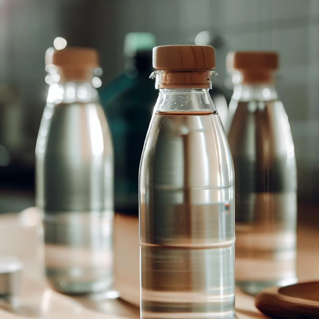 water bottles with wooden lid