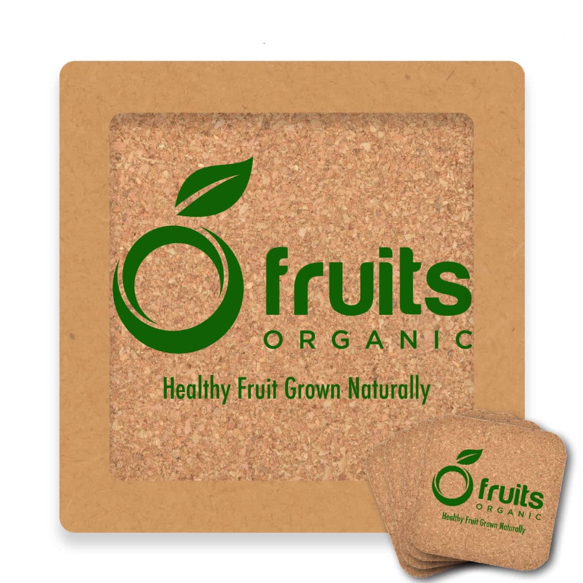 Eco-Friendly Cork Square Coaster Set of 4 with branding