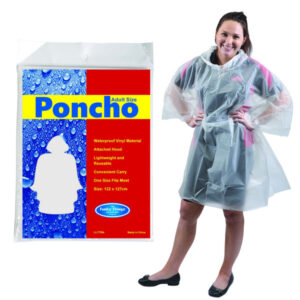  a transparent rain poncho