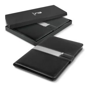 Promotional Black and gray leather folder with gift box with logo