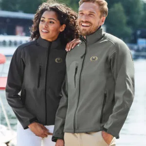 Promotional Softshell Jackets in black and grey colors | logo printed