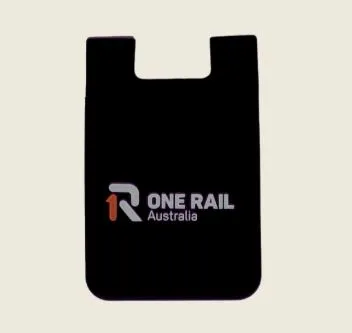 branded phone wallet with logo.
