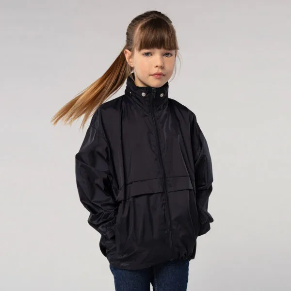 girl wearing a black windbreaker