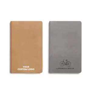 Promotional Moleskin Notebooks in Brown and Grey Color with printed logo
