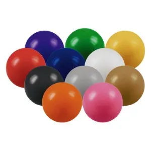 Eleven colorful plastic balls, perfect for fun promotional products or giveaway ideas.