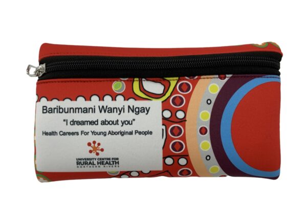 red wallet with University of Rural Health logo and tagline