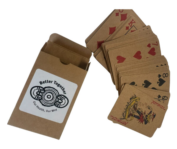 eco friendly play cards and box with label