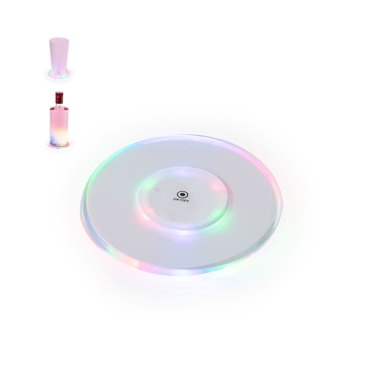 Vitality Illumination Coasters glowing with printed logo