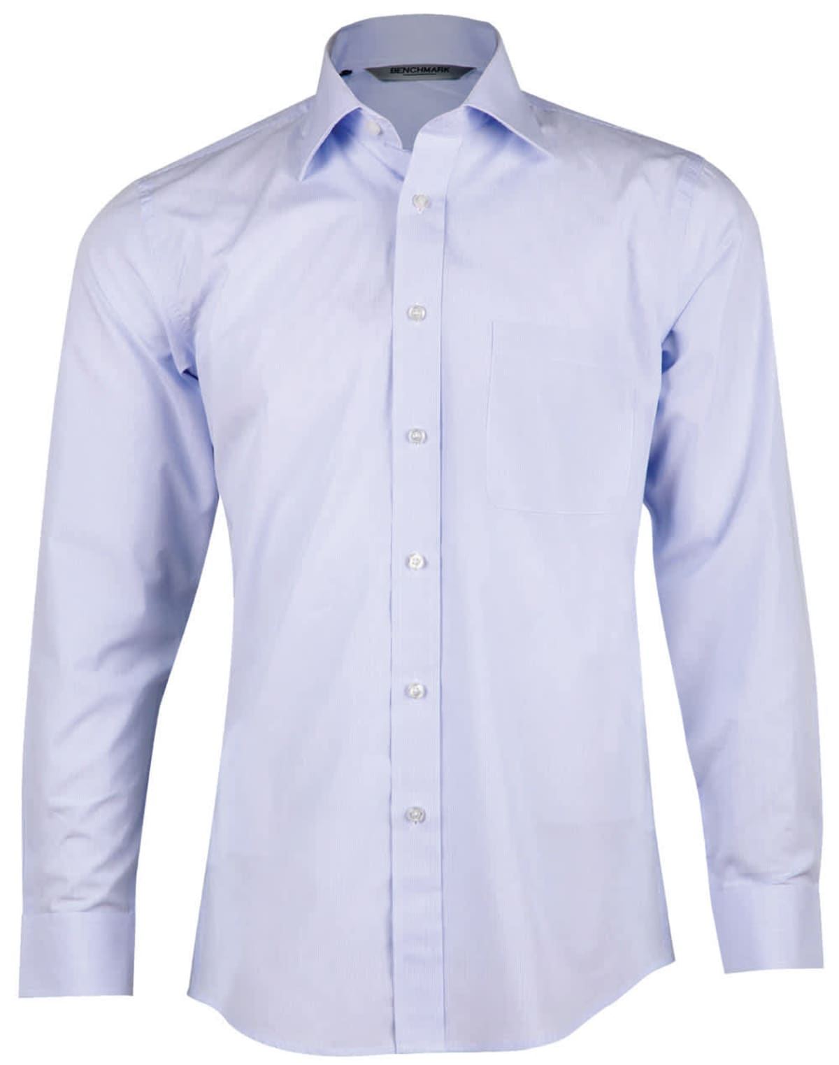 GAR II Mens Mini Check Premium Cotton Long Sleeve Shirt in pale blue