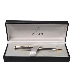 Silver Parker pen in a black gift box—one of the Best Pens for Branding 2025.