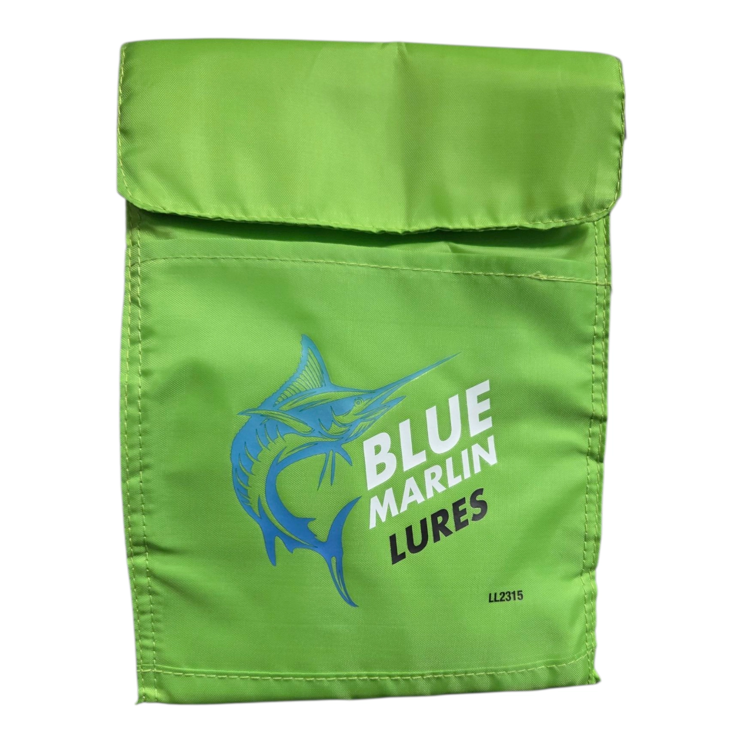 A green cooler bag with a logo on it.