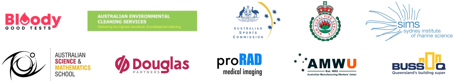 A row of various Australian business and organization logos on a white background.