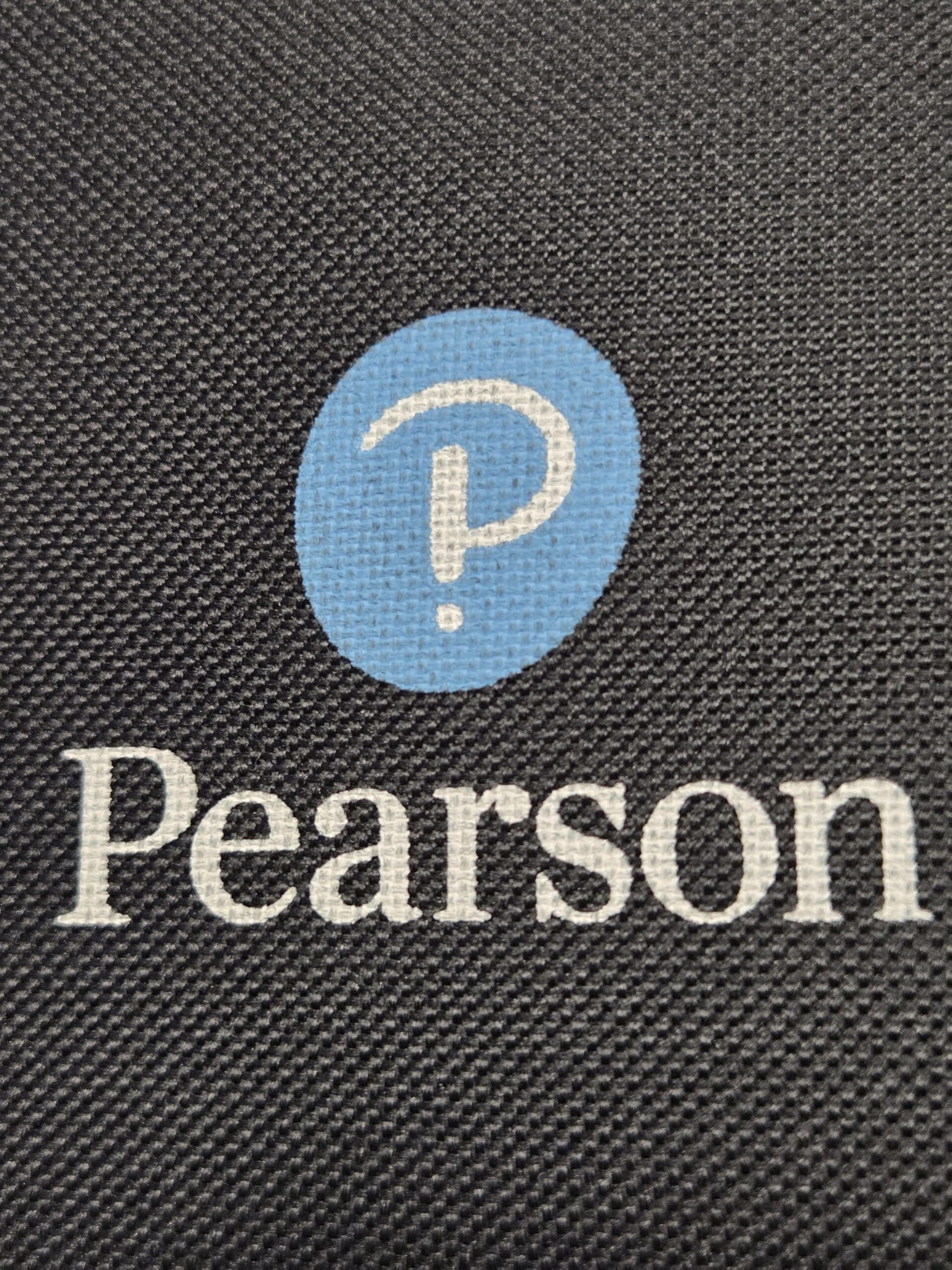 close up vew of the Perason logo on the bag