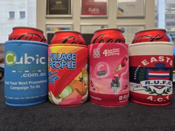 Four cans with four different types of stubby coolers