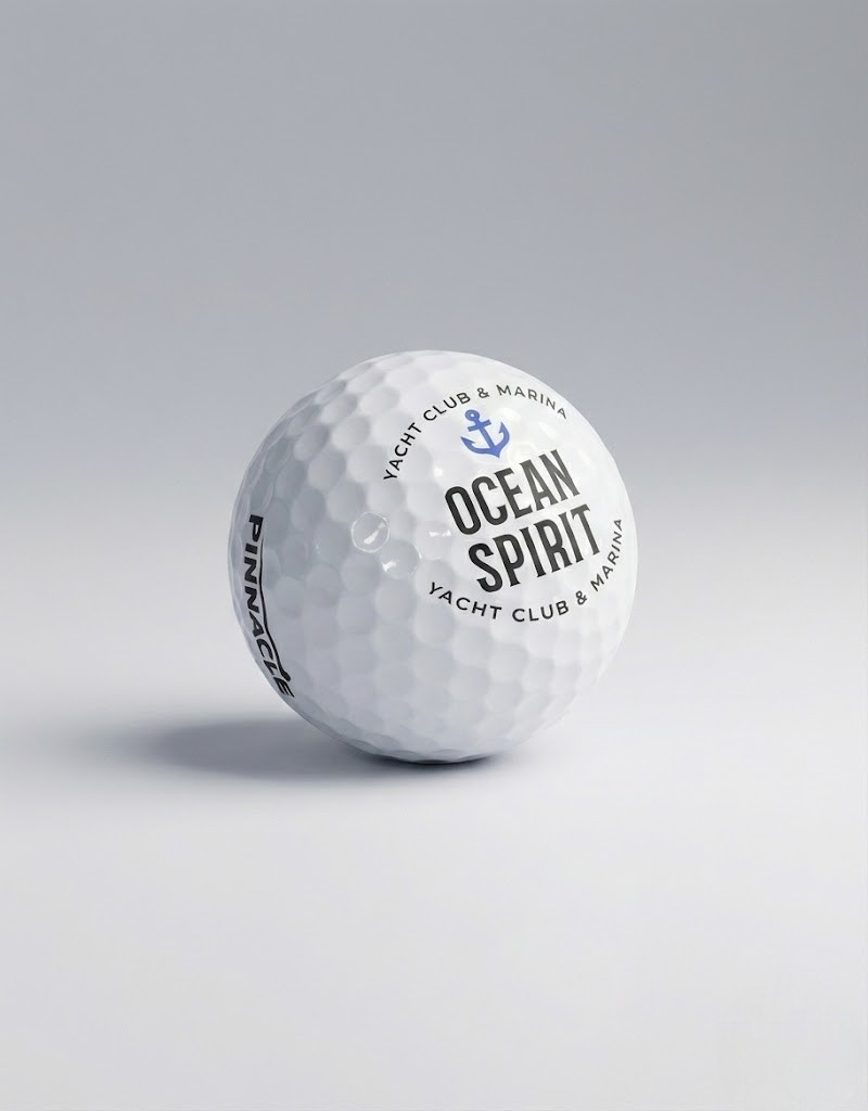 A white golf ball, OCEAN SPIRIT YACHT CLUB & MARINA, for promotional products Brisbane.