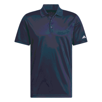 Custom polo shirts in navy blue, perfect for businesses, with an Adidas logo on the sleeve.