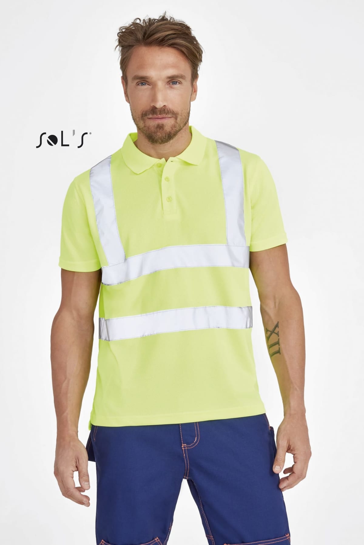 Mens Logo Emblazoned Vis His Polo Shirts