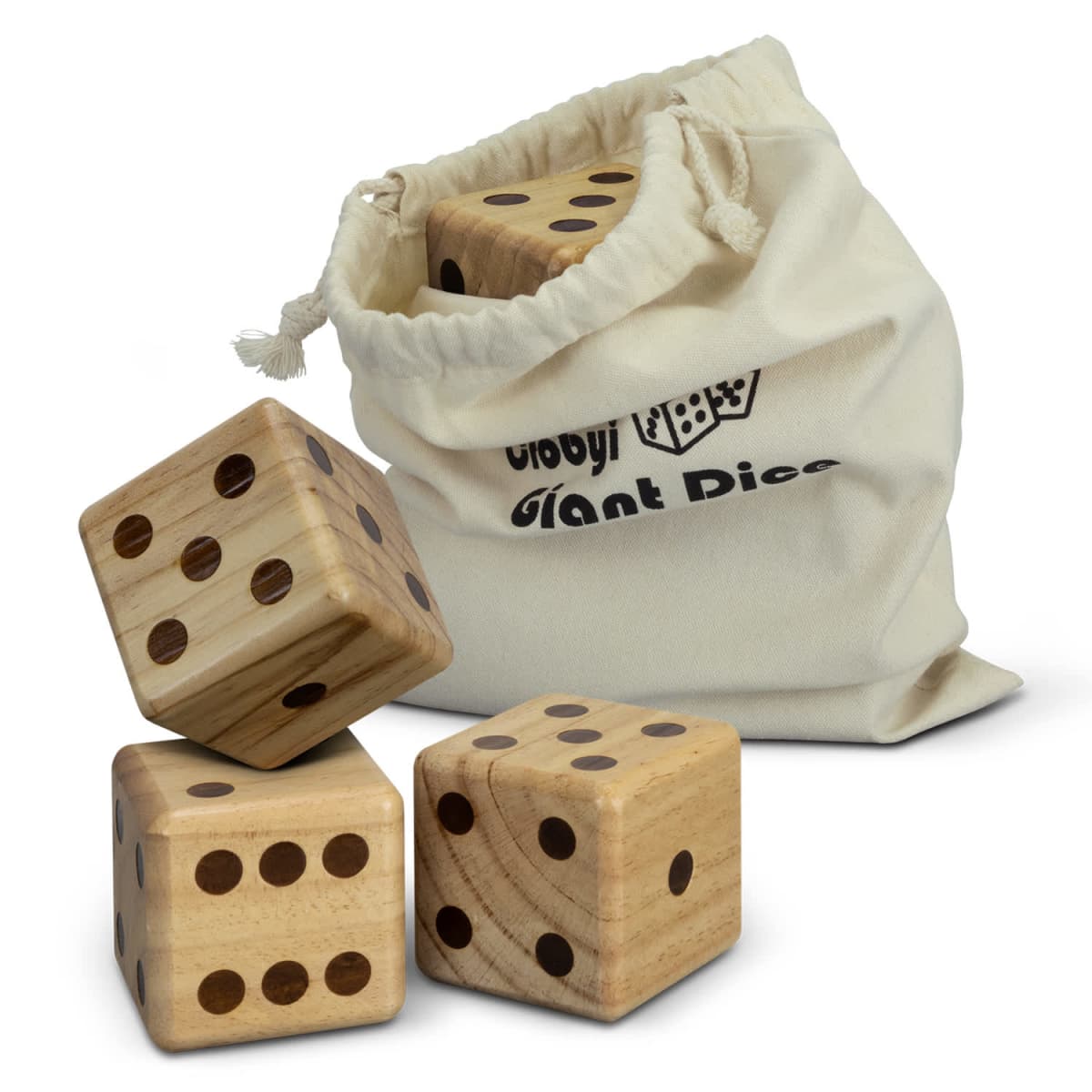 Wooden Dice In Drawstring Bags