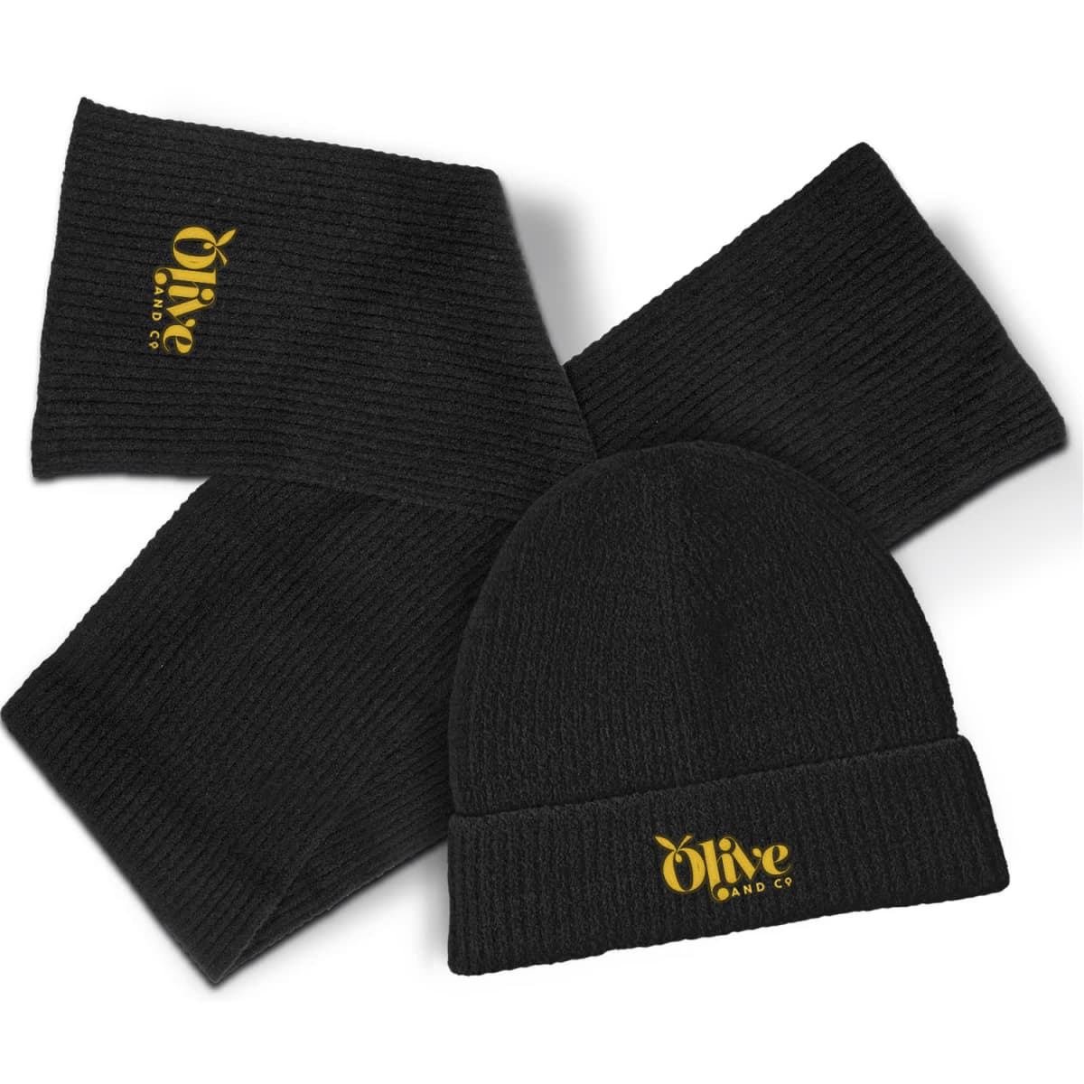 Rib Knit Scarf And Beanie Sets