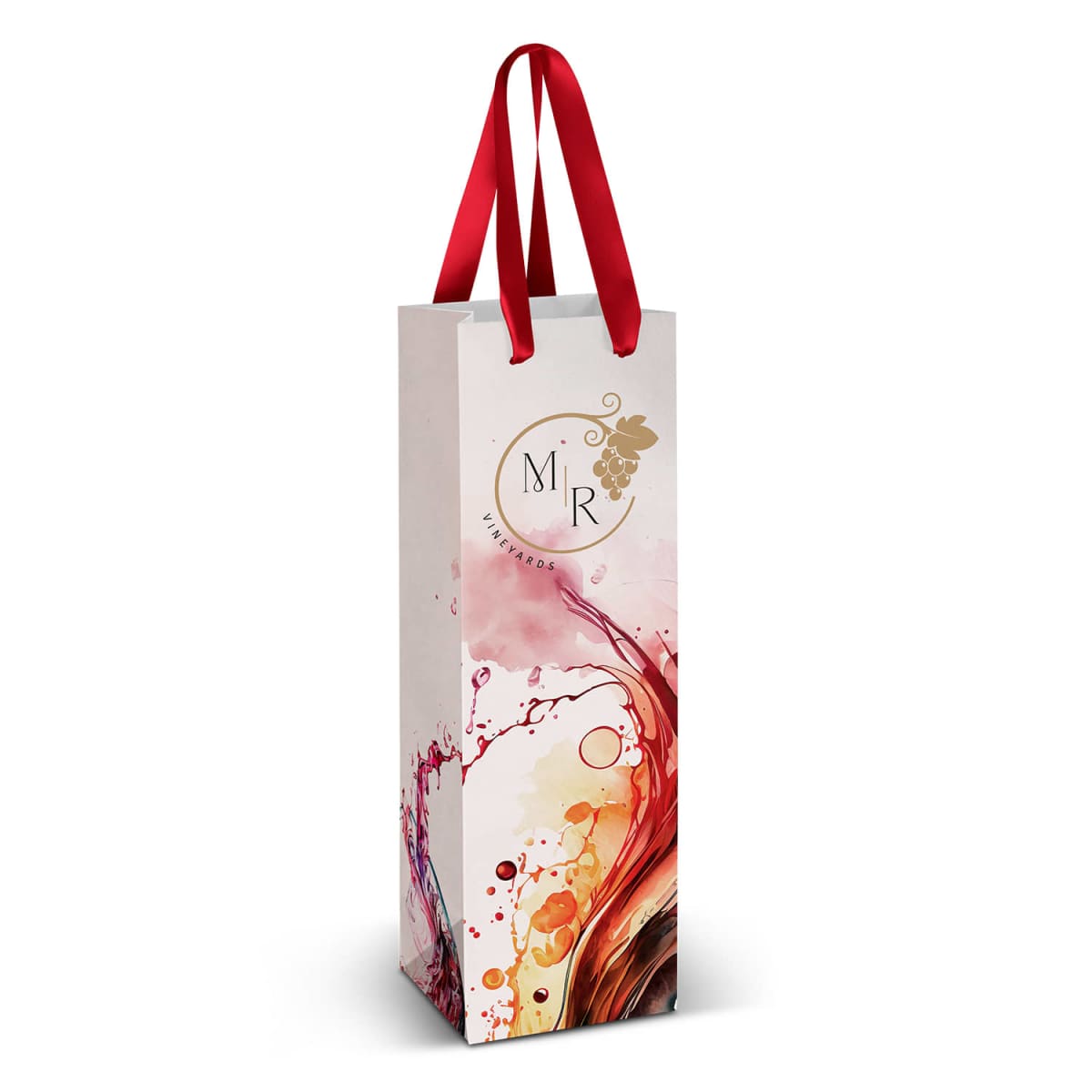 Elegant Wine Ribbon-Handled Premium Paper Bags