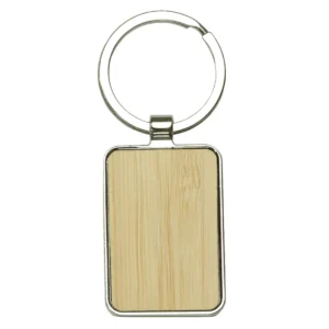Recycled Zinc Alloy Keyrings with Bamboo