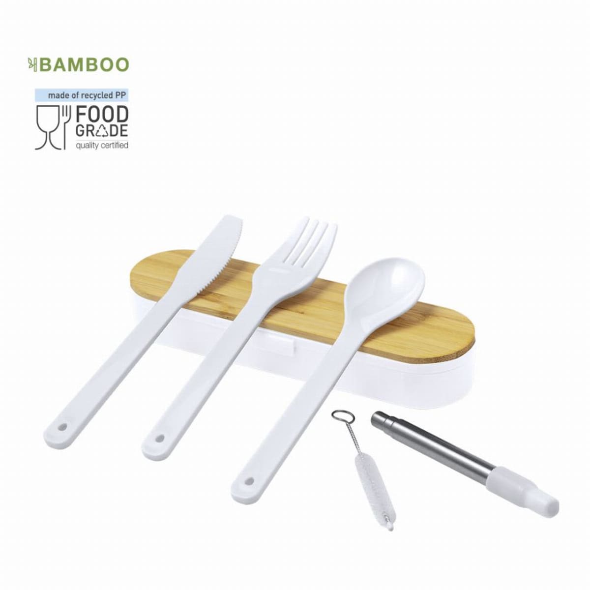 Bpa Free Cutlery Set With Bamboo Lid