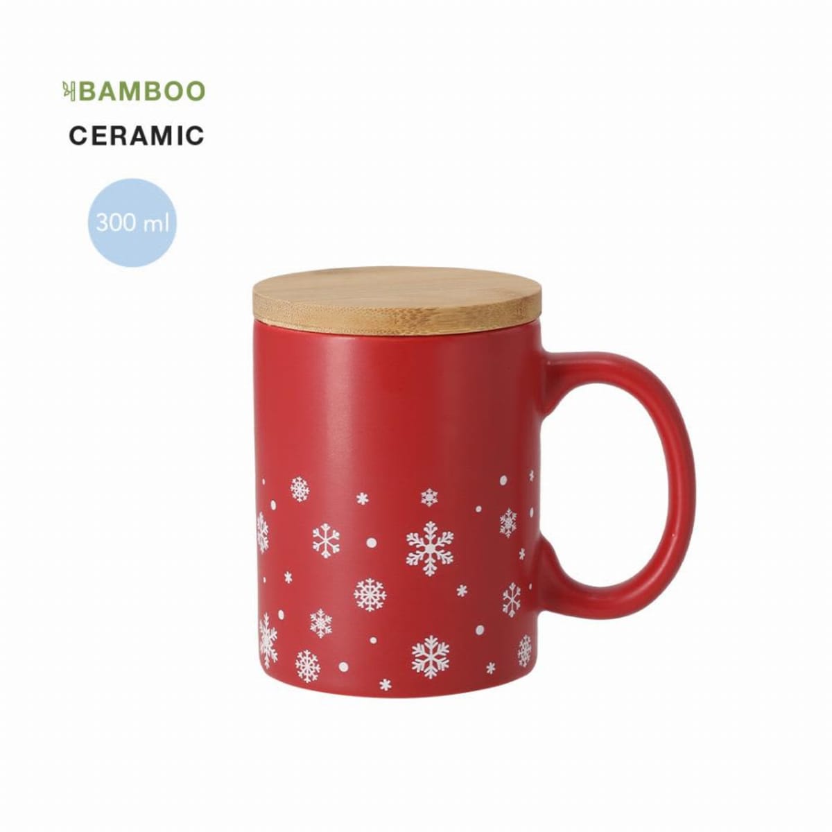 Bamboo-Top Xmas Ceramic Mugs