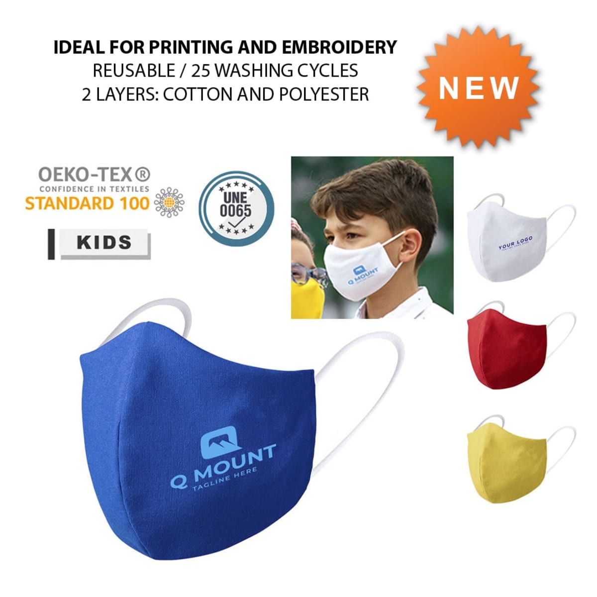 Kids Reusable Face Masks (Minimum Order 250Pcs)