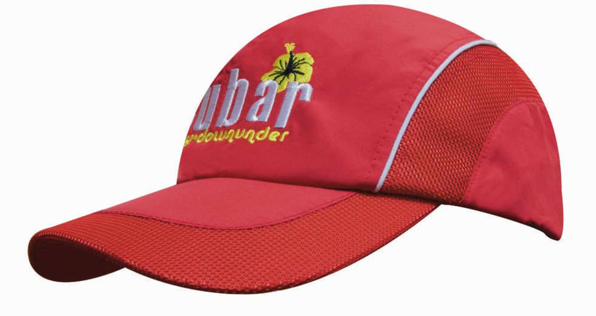 Spring Woven Fabric Caps with Mesh Panels