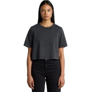 Wo's Stone Wash Heavy Crop Tees