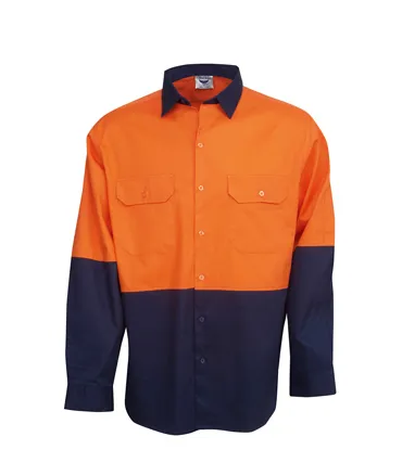 Hi Vis Work Shirt Cotton Drill Long Sleeves
