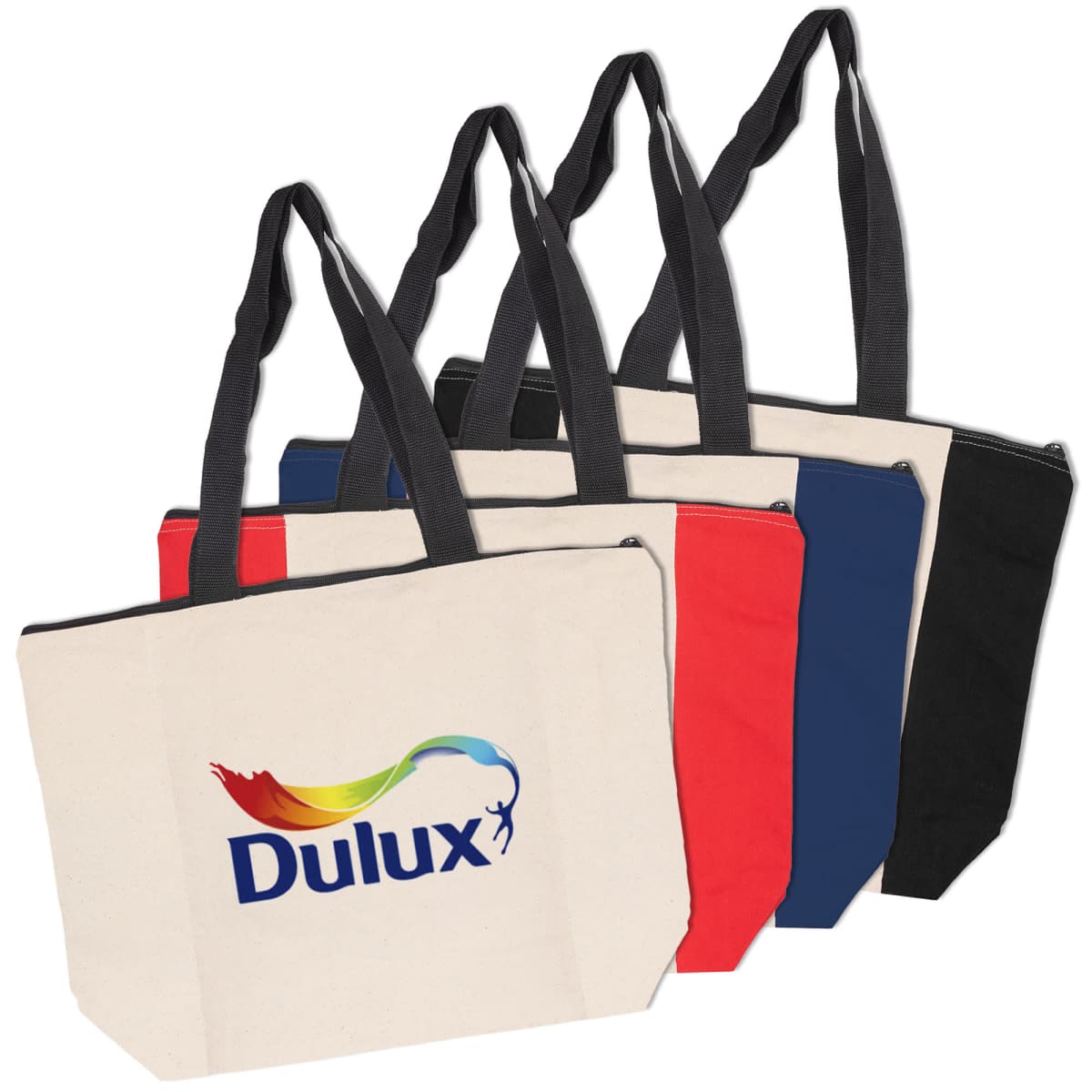 Zippered Calico Shopper Bags Branded - rush