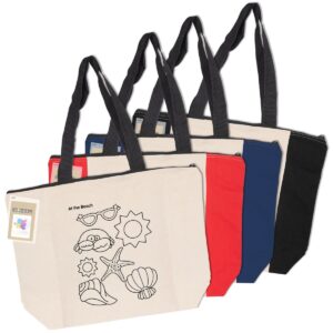 Emmane Colouring Calico Zip Shopper Bags