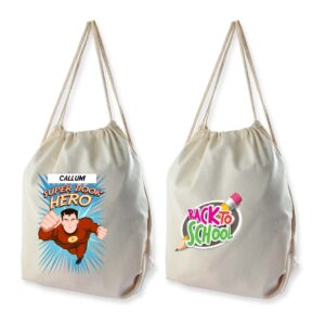 Eco Calico Backpacks with Rope Drawstrings