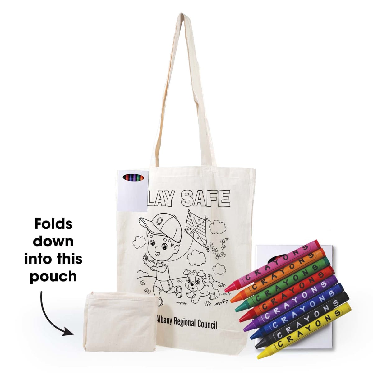Crafty Folding Calico Bags And Crayons