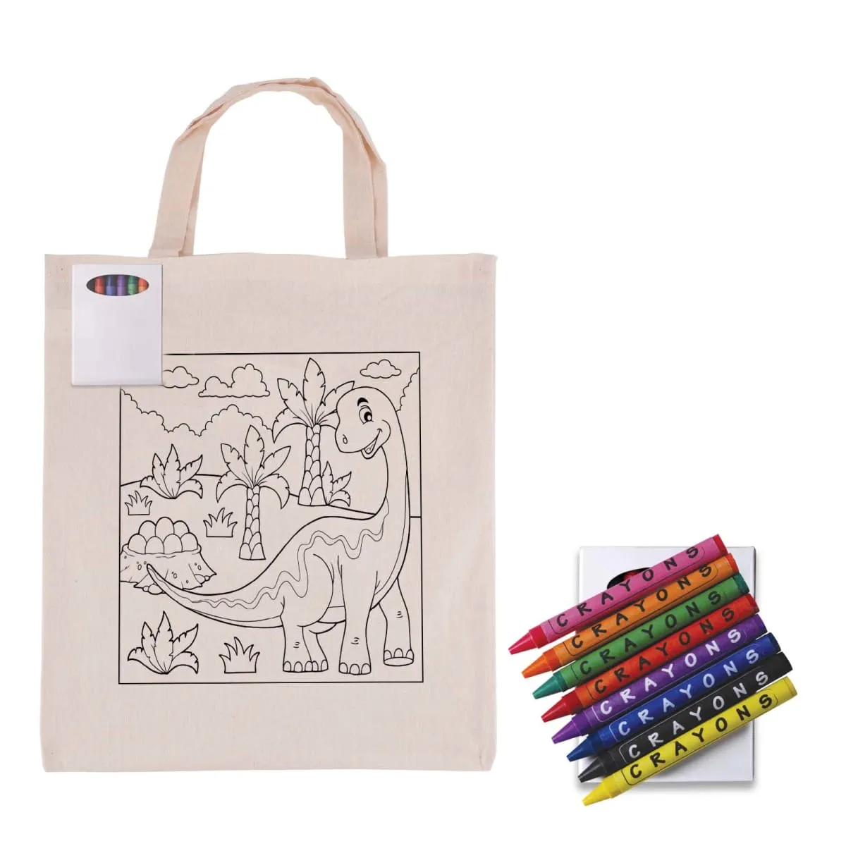 Wixie Short Handle Calico Bag And Crayons