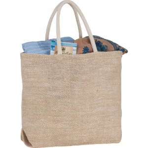 Skyler Herringbone Pattern Jute Tote Bags 29L