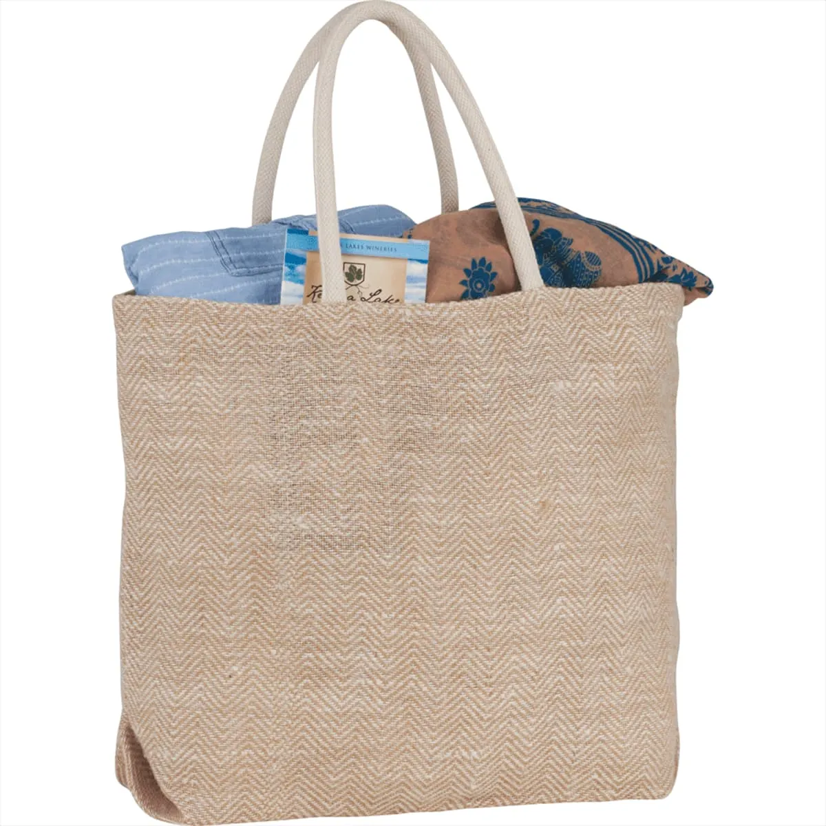 Skyler Herringbone Pattern Jute Tote Bags 29L