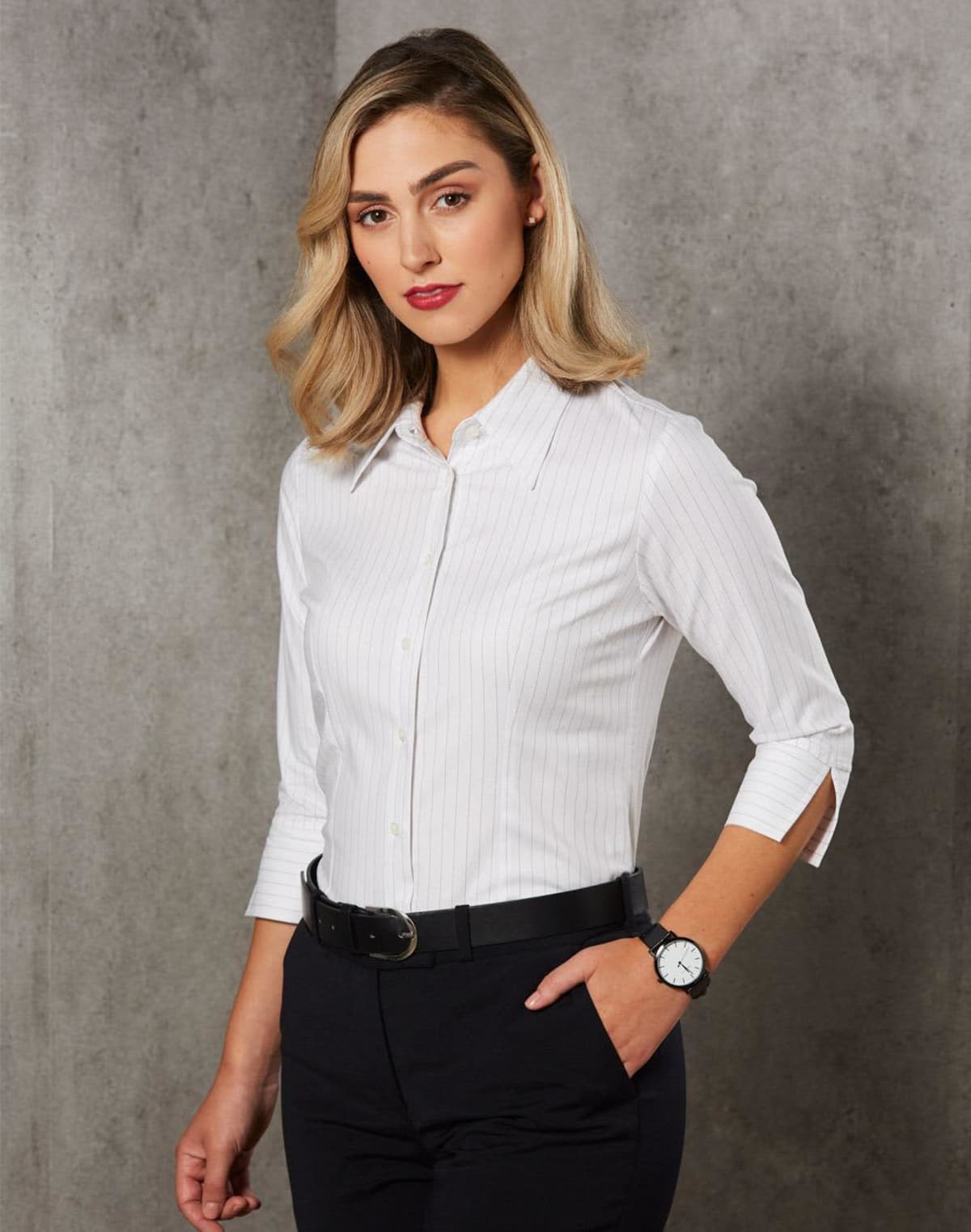 Ladies 3/4 Sleeve Pin Stripe Custom Shirt
