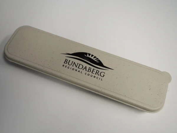 Beige rectangular case with Bundaberg Regional Council logo—perfect for community events.
