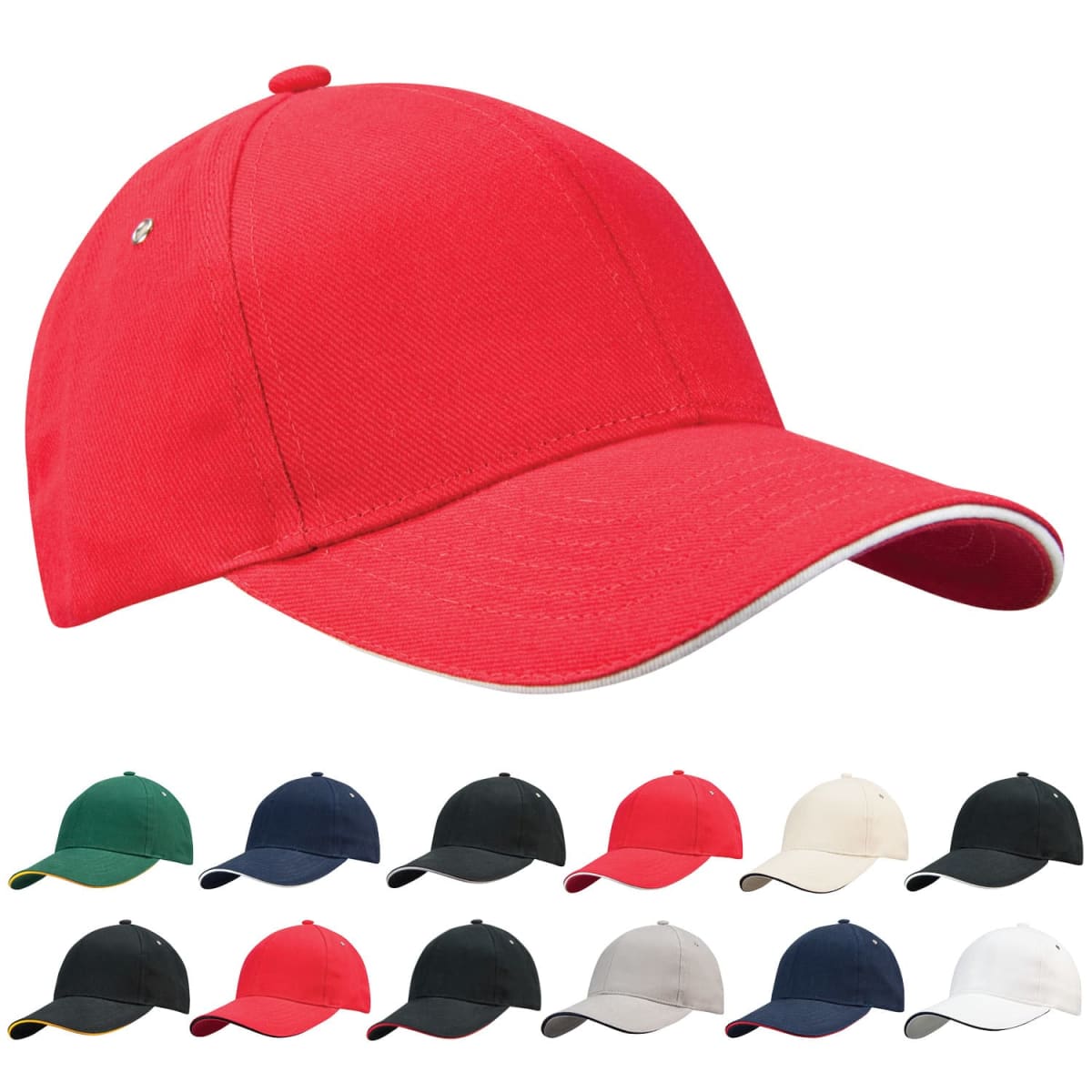Cotton Sandwich Peak Caps